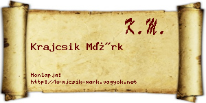 Krajcsik Márk névjegykártya
